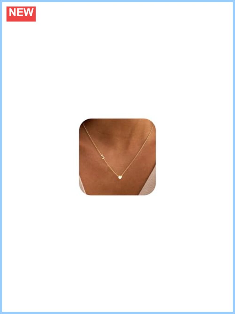 Dainty 14K Gold Plated Heart Initial Necklace A-Z Pendant